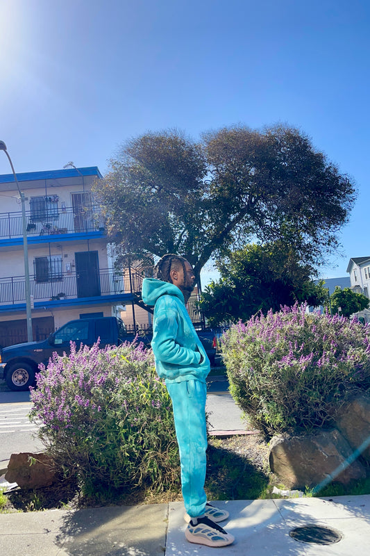 "Kingfisher Blue" Oversized Zip Hoodie & Sweatpants BUNDLE