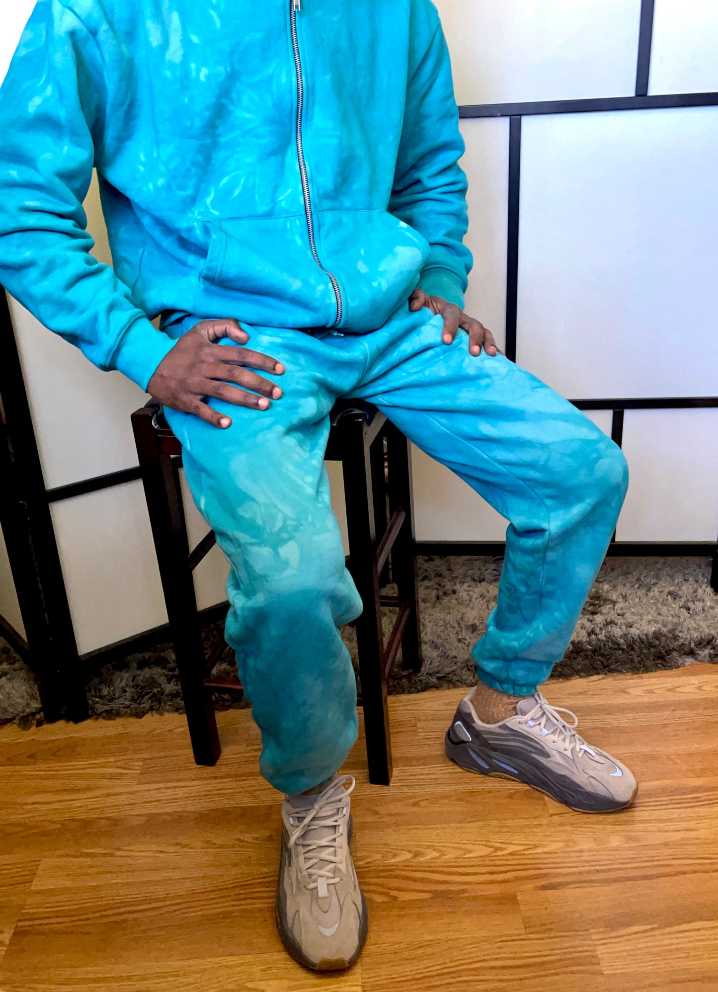 "Kingfisher Blue" Oversized Zip Hoodie & Sweatpants BUNDLE